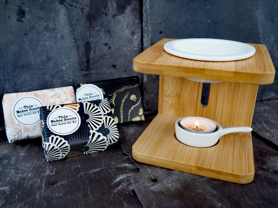 Bamboo Wax Melt Burner & Living Room Collection